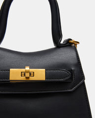 MADLYN Bag Black Structured Turn-Lock Closure Top-Handle Crossbody Mini Handbag