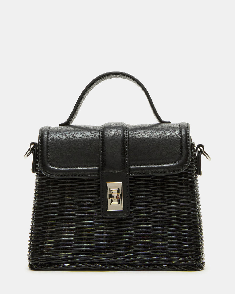 CRISTY Bag Black Wicker Top-Handle Sraw Crossbody Handbag