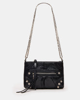 SKY Bag Black/Silver Moto Rhinestone Embellished Stud Crossbody Handbag