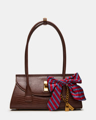 MILAN Bag Chocolate Elongated Menswear-Inspired Shoulder Strap Handbag