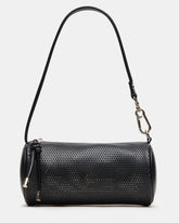 PRIYA Perforated Bag Black Mini Barrel Shoulder Handbag