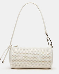 PRIYA Perforated Bag White Mini Barrel Shoulder Handbag