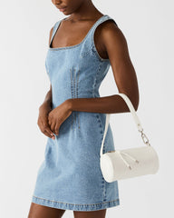 PRIYA Perforated Bag White Mini Barrel Shoulder Handbag