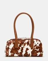 ANISE Bag Brown Cow Print Elongated Shoulder Strap Handbag