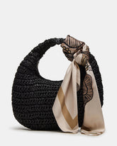 DAENRYS Black Women's Crescent Shaped Straw Shoulder Bag