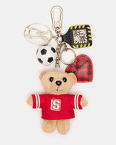 GOAL BAG CHARM Red Multi Stuffed Bear Attachable Bag Charm