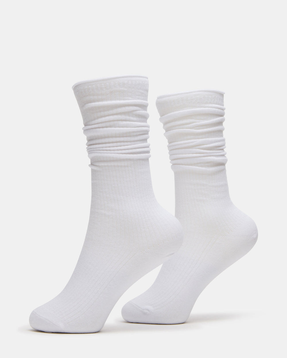 2 PACK RIB SLOUCH SOCKS WHITE Women's Ribbed Quarter Socks