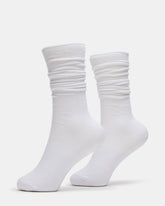 2 PACK RIB SLOUCH SOCKS WHITE Women's Ribbed Quarter Socks