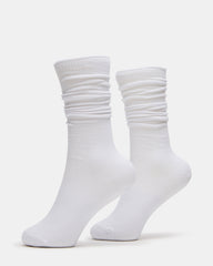 2 PACK RIB SLOUCH SOCKS WHITE Women's Ribbed Quarter Socks