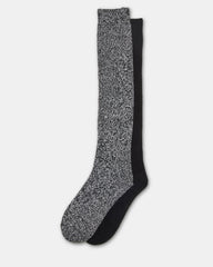 FALL 2 PACK MARLED KNEE HIGH SOCKS Black Women's Marled Knee-High Socks