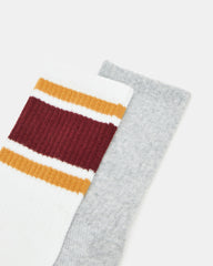 VARSITY CREW SOCKS Bone Multi Women's Stripe Detail Socks