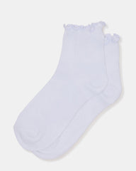 LETTUCE EDGE ANKLET SOCKS White Women's Anklet Socks