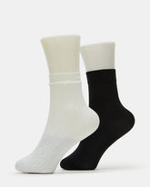 2 Pack Lace Anklet Women's Quarter Socks White