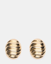 GROOVED CIRCULAR STUD EARRINGS GOLD Women's Sculpted Grooved Stud Earrings