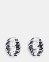 GROOVED CIRCULAR STUD EARRINGS SILVER Women's Sculpted Grooved Stud Earrings
