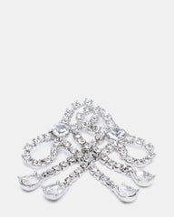 RHINESTONE BOW EARRINGS SILVER Women's Embellished Bow Post-Back Earrings