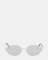 MYSTIE Shiny Silver Frame Oval Sunglasses