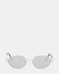 MYSTIE Shiny Silver Frame Oval Sunglasses