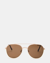 AYDIN Gold Solid Brown Gold Frame Sunglasses