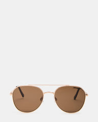 AYDIN Gold Solid Brown Gold Frame Sunglasses