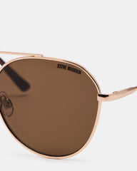 AYDIN Gold Solid Brown Gold Frame Sunglasses