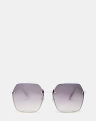 DAVIAN White Square Shiny Gradient Smoke Sunglasses