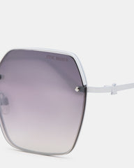 DAVIAN White Square Shiny Gradient Smoke Sunglasses