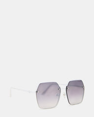 DAVIAN White Square Shiny Gradient Smoke Sunglasses