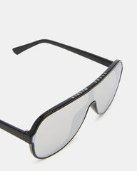 KERBIE Black Silver Flash Shield Sunglasses
