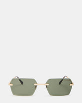 FINNIAN Gold Rectangle Green Solid Tortoise Sunglasses