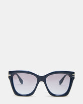 TAISIA Navy Milky Opaque Silver Flash Cat Eye Sunglasses