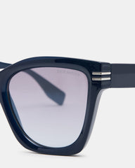 TAISIA Navy Milky Opaque Silver Flash Cat Eye Sunglasses