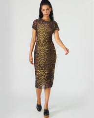 HAILEE Hot Sports Print Mesh Short-Sleeved Bodycon Women's Dress