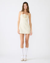 PEONY Pristine Ivory Mini Denim Polka Dot Women's Dress