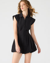 DYANNE Black Women's Zip-Front Bubble-Hem Dress