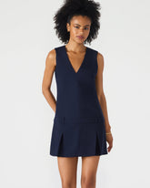HENLEY Midnight Sleeveless V-neck Mini Pleated Women's Dress