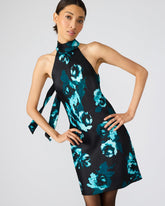 LARA Deco Rose Halter Mini Floral Print Women's Dress