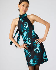 LARA Deco Rose Halter Mini Floral Print Women's Dress