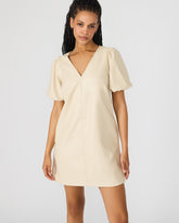 TILLY Bone Short-Sleeved Faux Leather Women's Dress