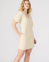 TILLY Bone Short-Sleeved Faux Leather Women's Dress