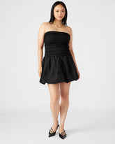 AMARI Dress Black | Women's Strapless Mini Bubble-Hem Dress