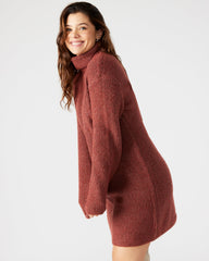 ABBIE Sweater Dress Rust | Mini Turtleneck Flared Sleeve Dress