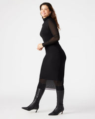 VIVIENNE Black Women's Mock Neck Midi Dress