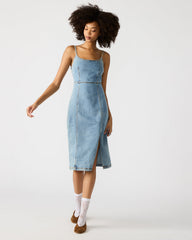 GISELLE Denim Midi Women's Dress with Slit