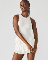 CLEA White Ruffled Mini Women's Dress