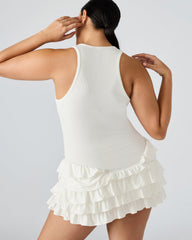 CLEA White Ruffled Mini Women's Dress