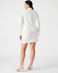 KRISTA Dress White | Women's Long-Sleeved Bodycon Rhinestone Mini Dress