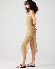 ANISHA Dress Gold | Women's Mesh Metallic Midi Dress
