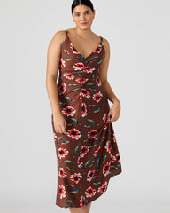 MONROE Brown Floral Print Flowy Maxi Dress