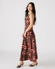 MONROE Brown Floral Print Flowy Maxi Dress